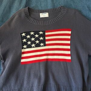 Old Navy Women's Navy Sweater with American Flag Design